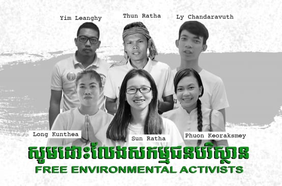 Fotomontaggio degli attivisti di Mother Nature Cambodia incarcerati