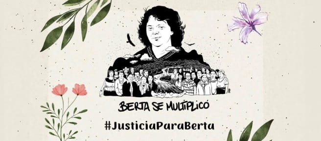 Immagine che simboleggia i semi germogliati di Berta Cáceres nella lotta di migliaia di persone in tutto il mondo con l'hashtag #JusticiaParaBerta (#GiustiziaPerBerta).