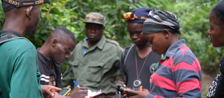 Felicia Kyne pattuglia con altre ecoguardiane il Parco nazionale Grebo-Krahn in Liberia. Documentano le tracce di animali rari e la presenza di attività illegali, come il bracconaggio o i cercatori d'oro. Donne guardians ecologiche di pattuglia nel Parco nazionale di Grebo-Krahn, in Liberia.
