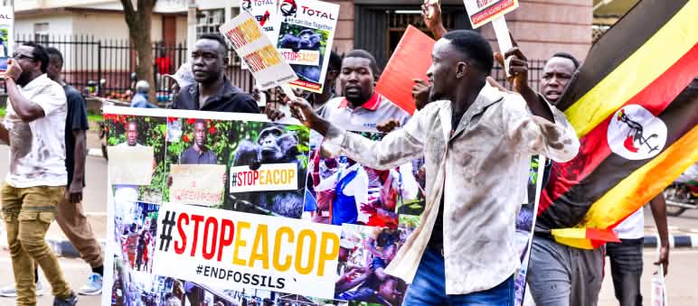 La protesta degli studenti a Kampala è pacifica Manifestazione contro l'EACOP a Kampala