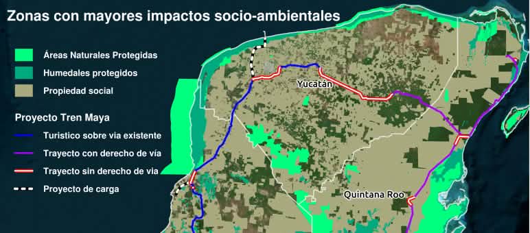 Mappa del tracciato del Treno Maya Mappa del tracciato del Treno Maya