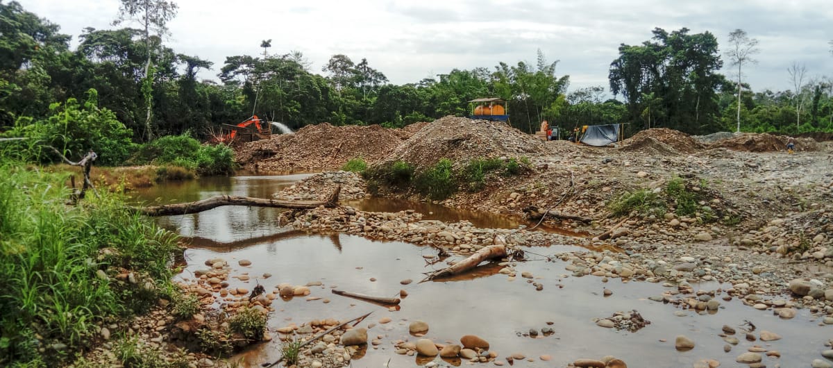 Distruzione di terreni per l'estrazione dell'oro, Ecuador