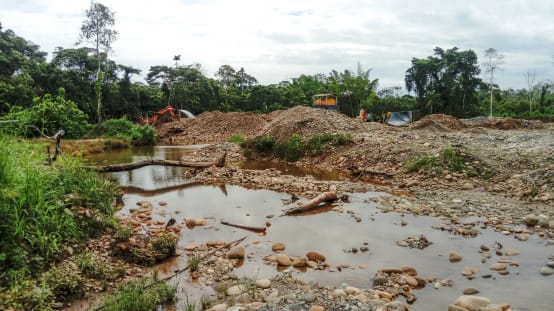 Distruzione di terreni per l'estrazione dell'oro, Ecuador